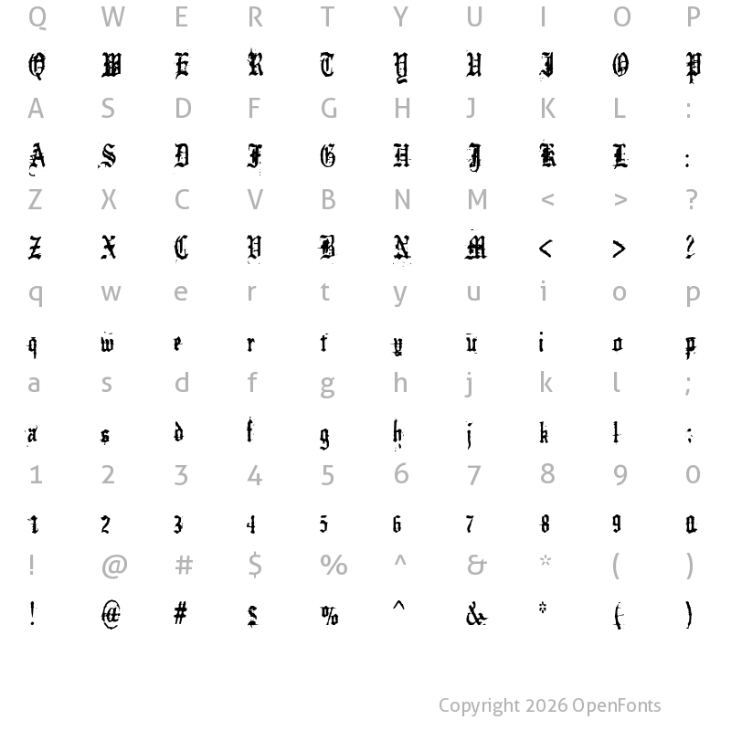 Character Map of German Underground Regular