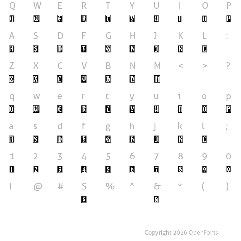 Character Map of Germania Versalien Regular