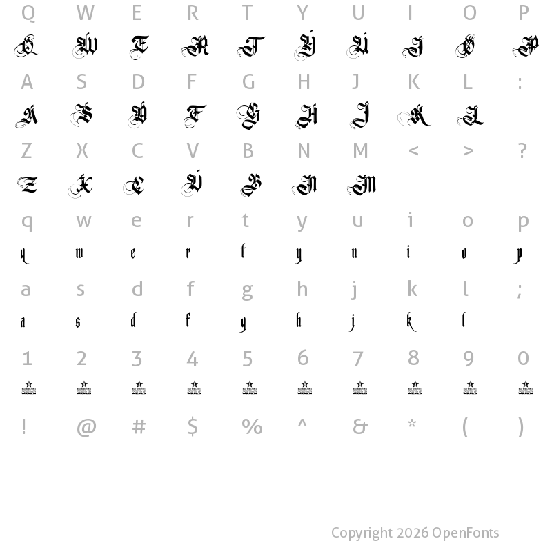 Character Map of Germanika Personal Use Regular