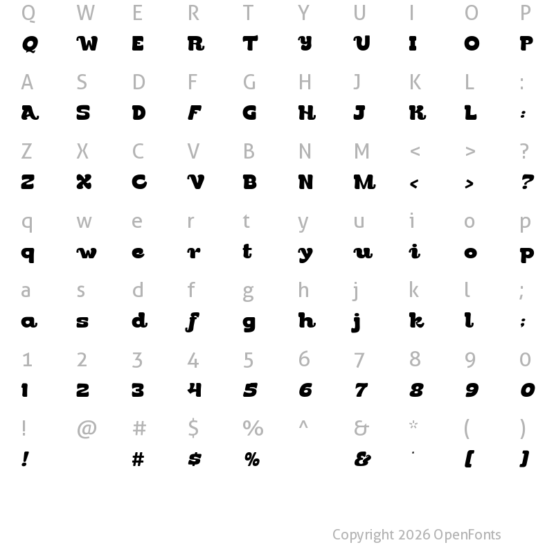 Character Map of Geson Bamer Demo Regular