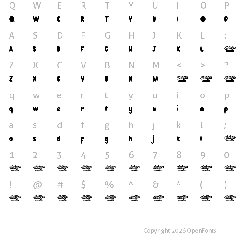 Character Map of Get Donuts Demo Regular