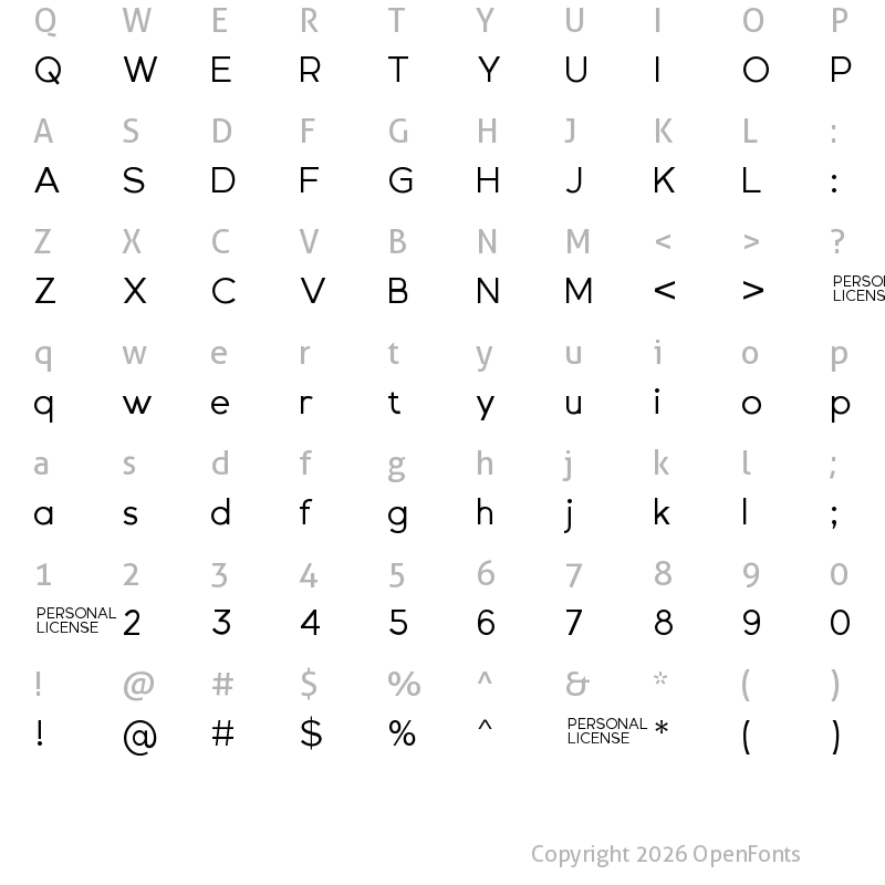 Character Map of Gexo Sans Demo Regular