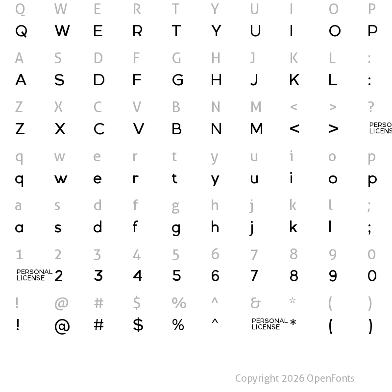 Character Map of Gexo Sans Medium