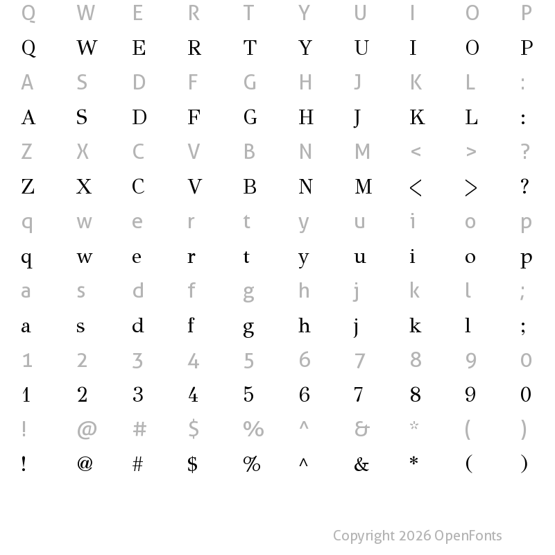 Character Map of GFS Didot Regular