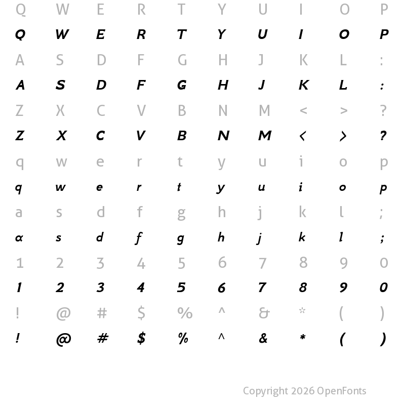 Character Map of GFS Neohellenic Bold Italic