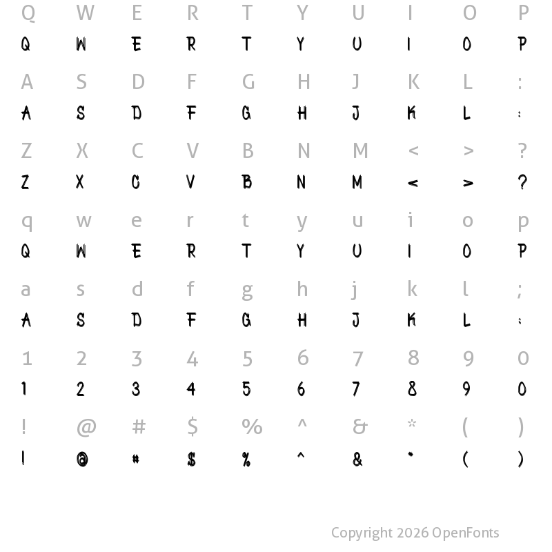 Character Map of Gharklean Brush Regular