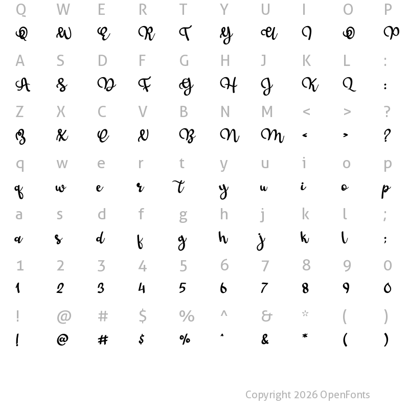 Character Map of Ghost Fantasy Regular