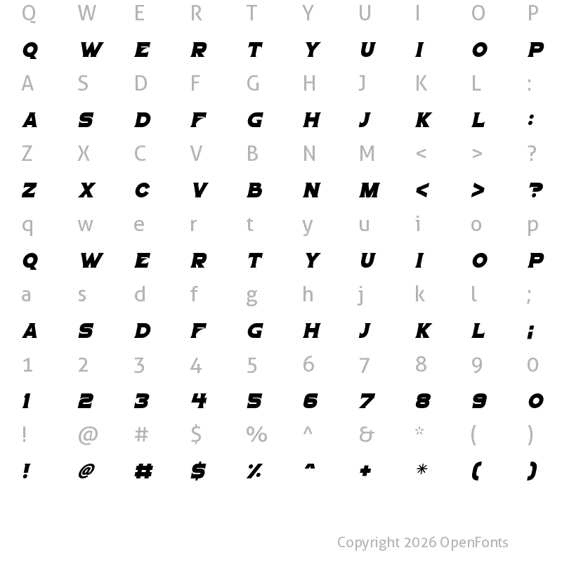 Character Map of Ghost Stories Deluxe Italic