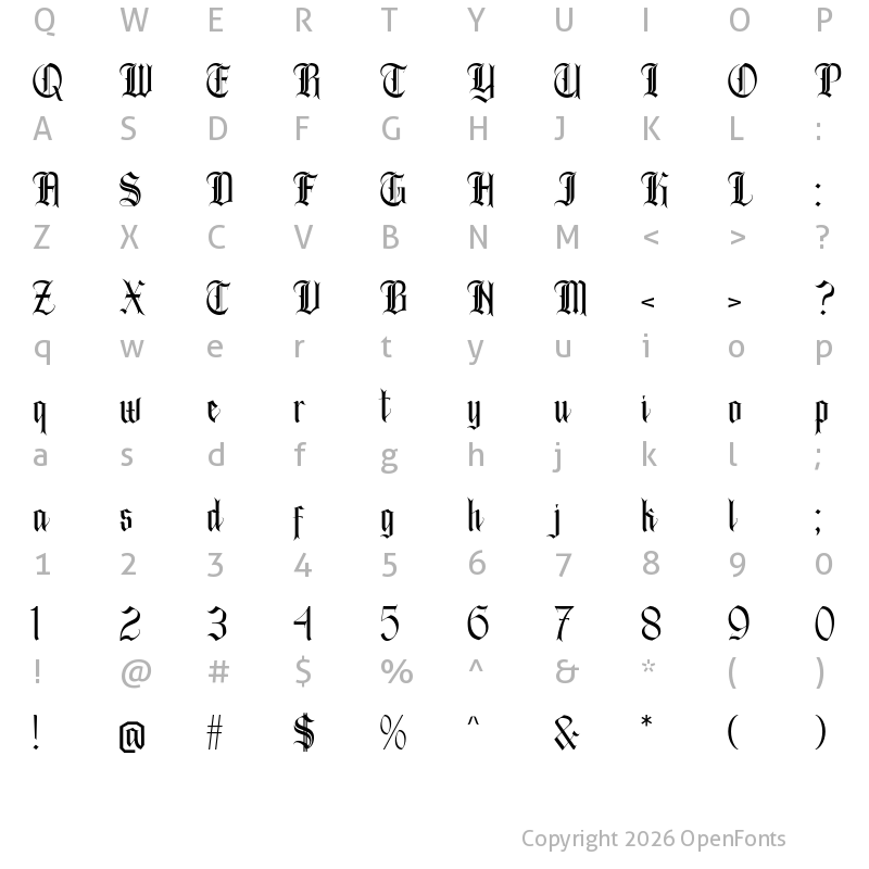 Character Map of ghosthey Regular