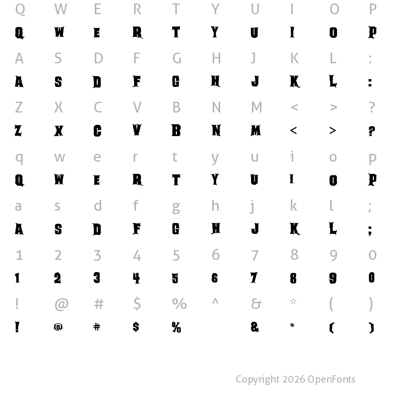 Character Map of Ghoulish Regular
