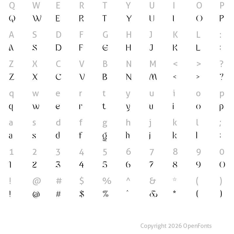 Character Map of Gianlusy Regular
