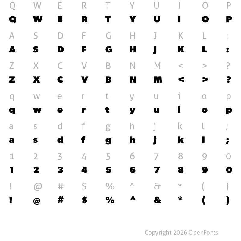 Character Map of Gibson Heavy