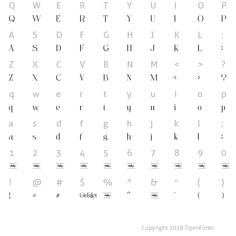 Character Map of Gidglet Regular