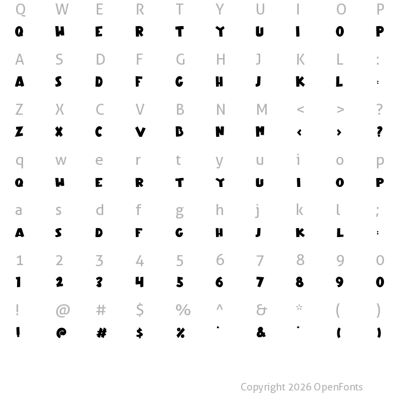 Character Map of Gifty Glory Regular