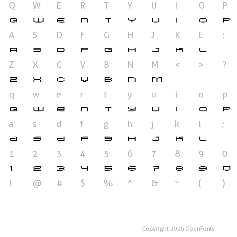Character Map of Gigasunmo Regular