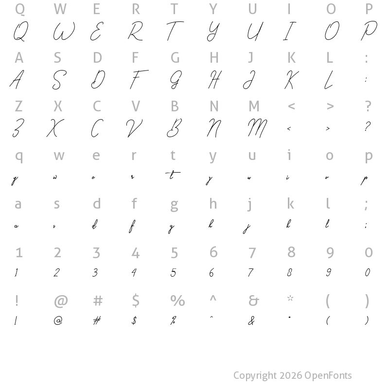 Character Map of Gilberta Dafont Regular
