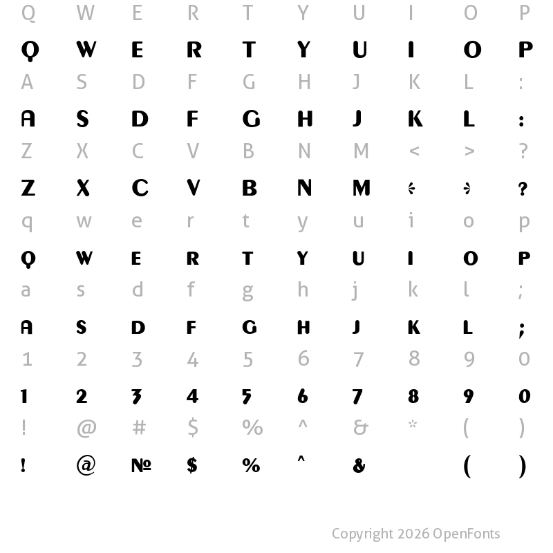 Character Map of Gilgongo Kaps Regular