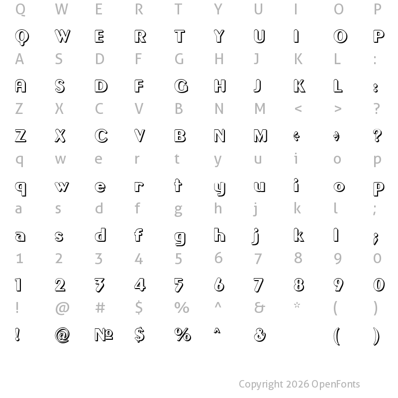 Character Map of Gilgongo Ombre Regular