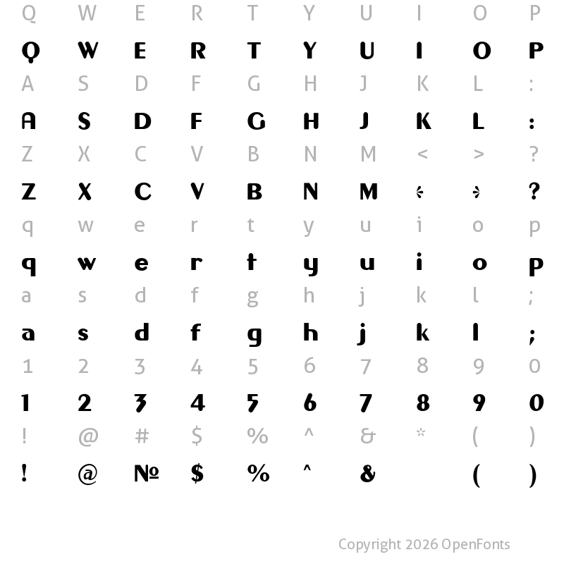 Character Map of Gilgongo Regular