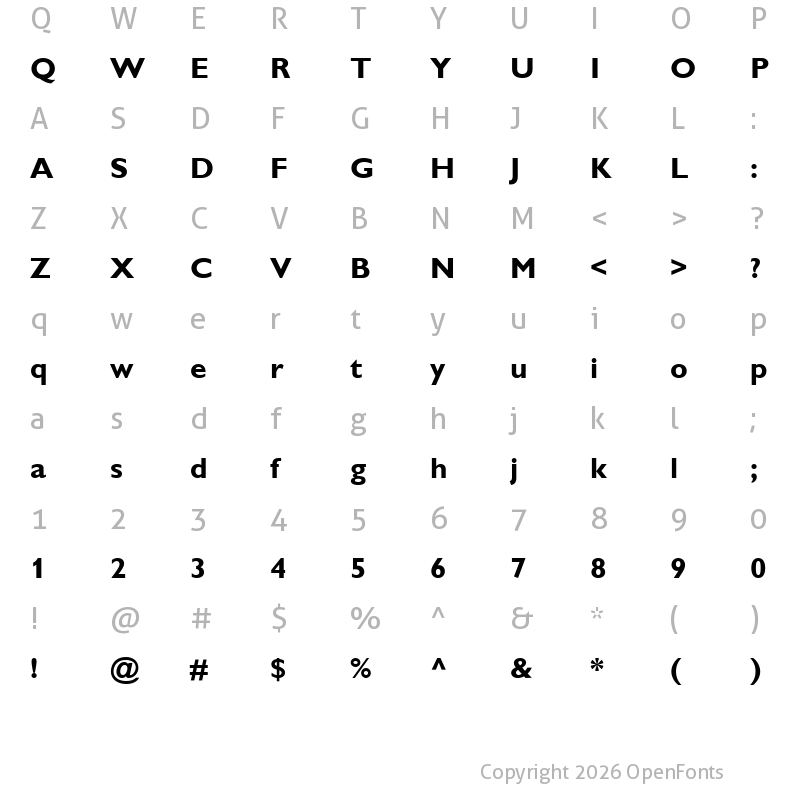Character Map of Gill Alt One MT Bold