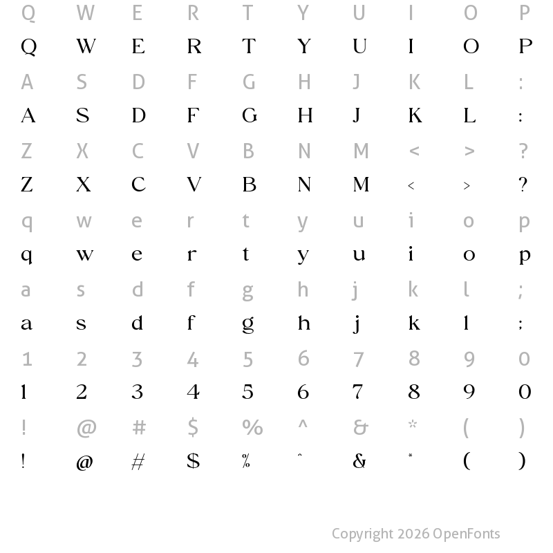 Character Map of Gilnger Regular