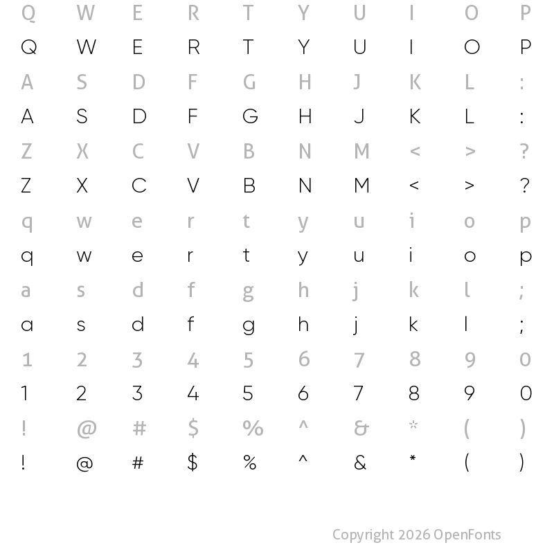 Character Map of Gilroy Light
