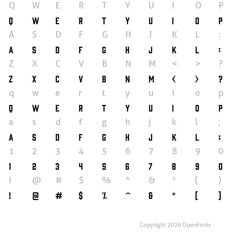 Character Map of Gin Regular