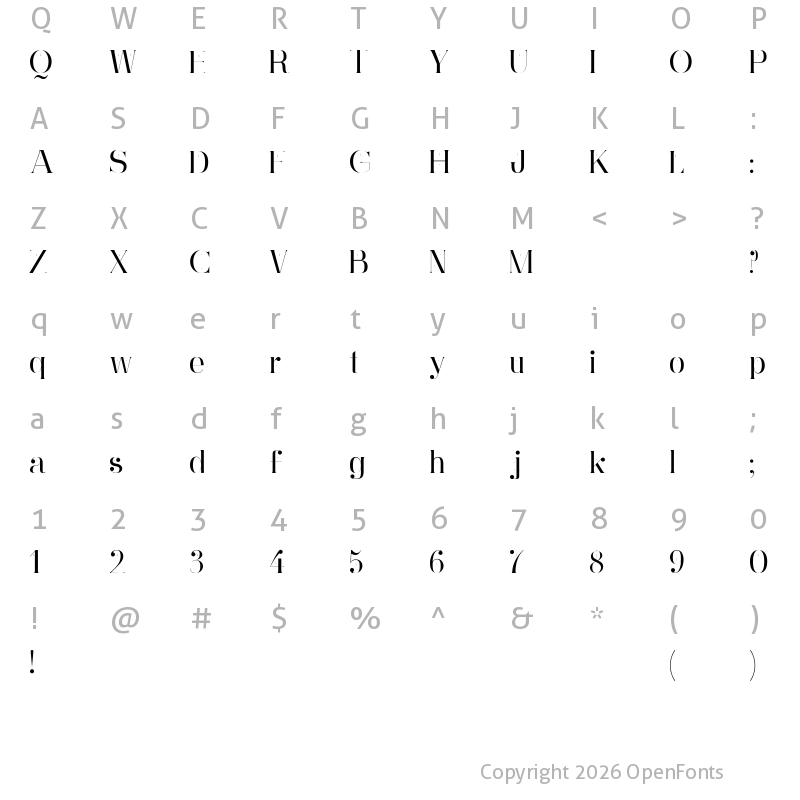 Character Map of Ginebra Regular