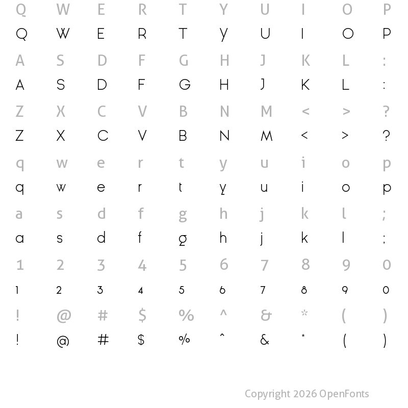 Character Map of Ginora Sans Light