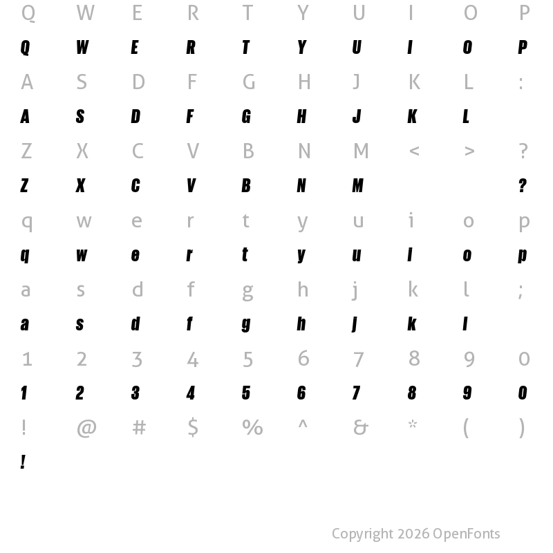 Character Map of Giorgio Sans Trial Black Italic