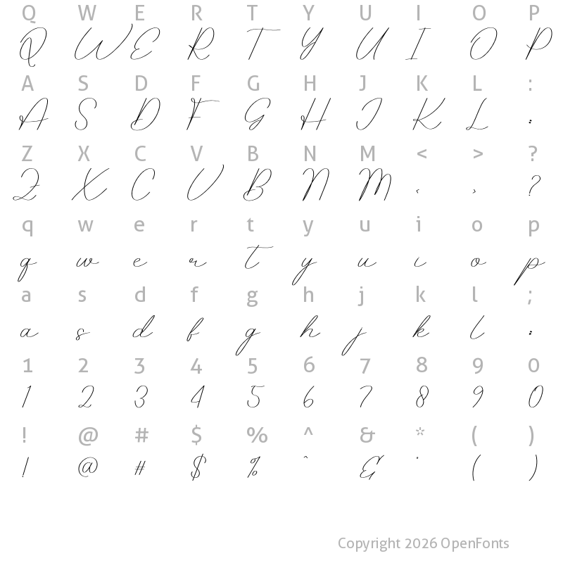 Character Map of Giovany Regular