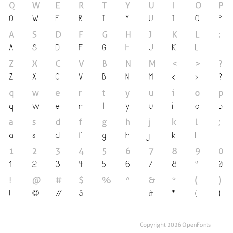 Character Map of Giraffe Regular