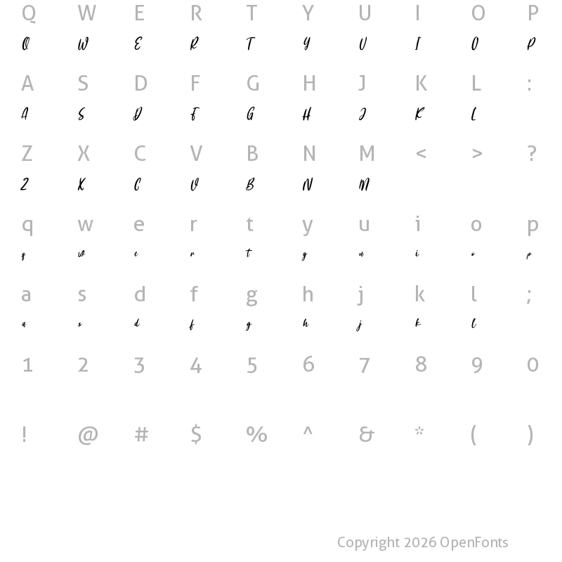 Character Map of Girlfinest Free Regular
