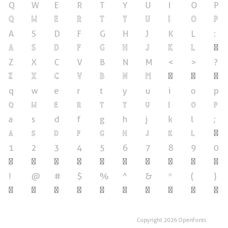 Character Map of Giroud Free Outline