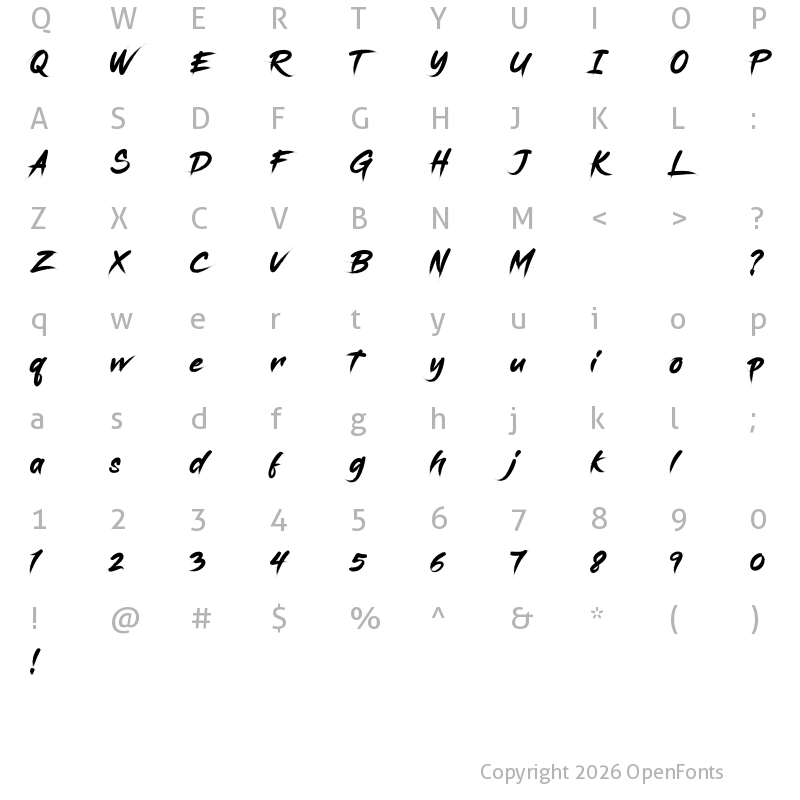 Character Map of Gisbon DEMO DEMO