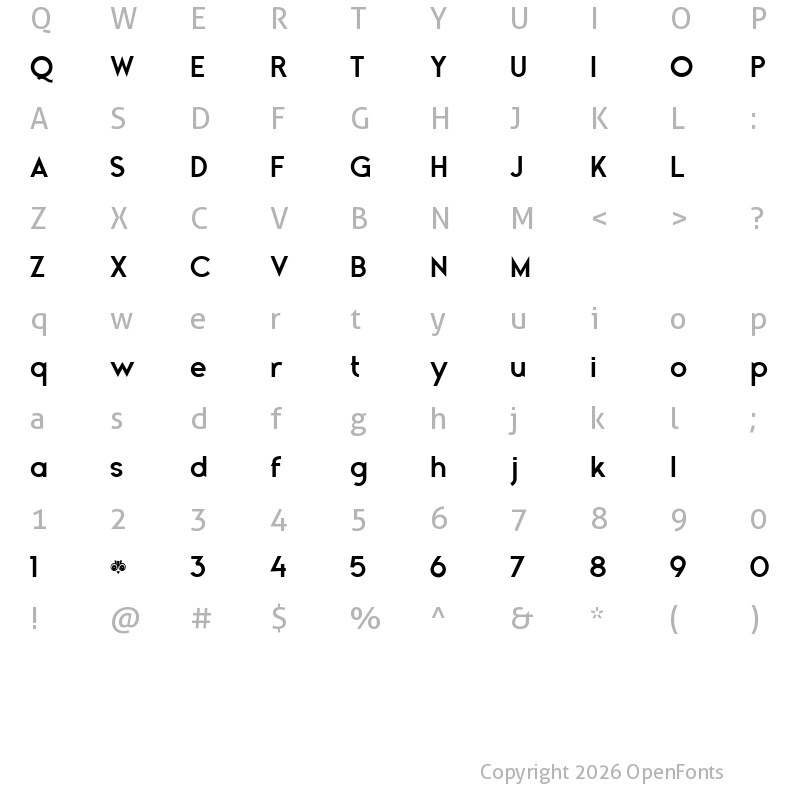Character Map of Gladiora Demo Bold