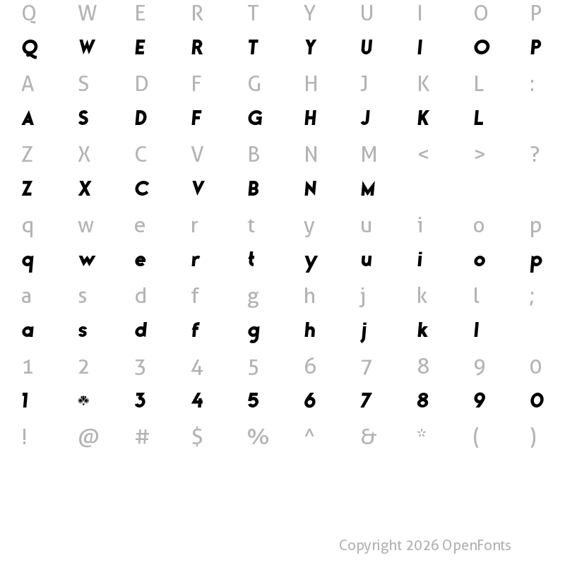 Character Map of Gladiora Demo Extra Black Italic