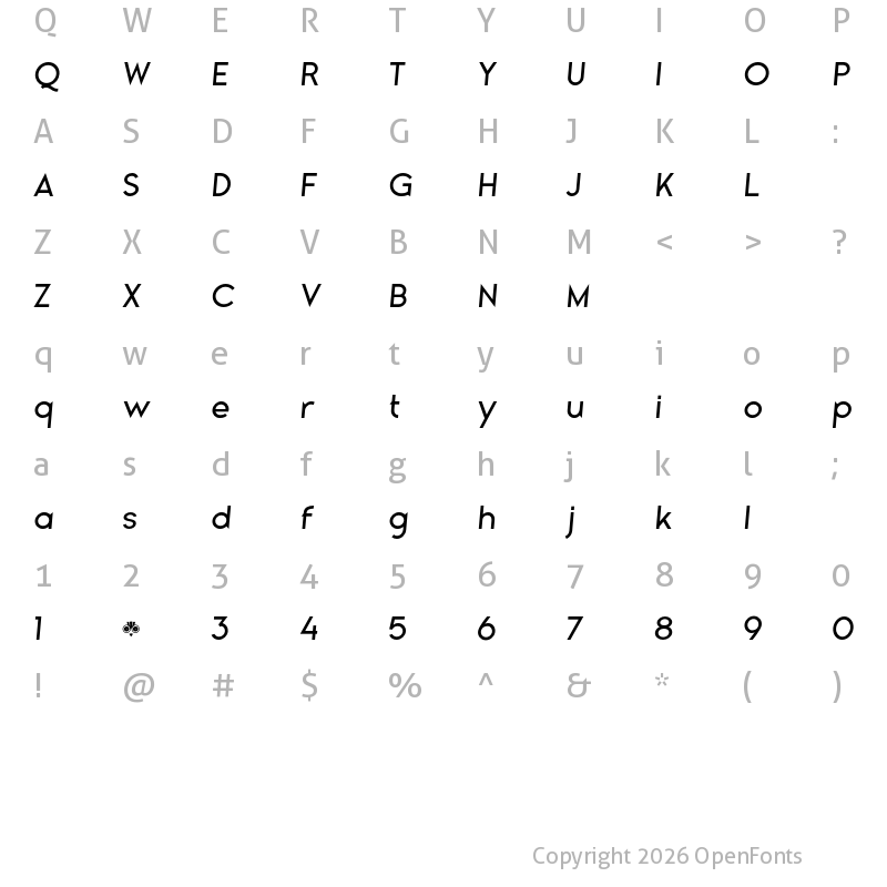 Character Map of Gladiora Demo Medium Italic