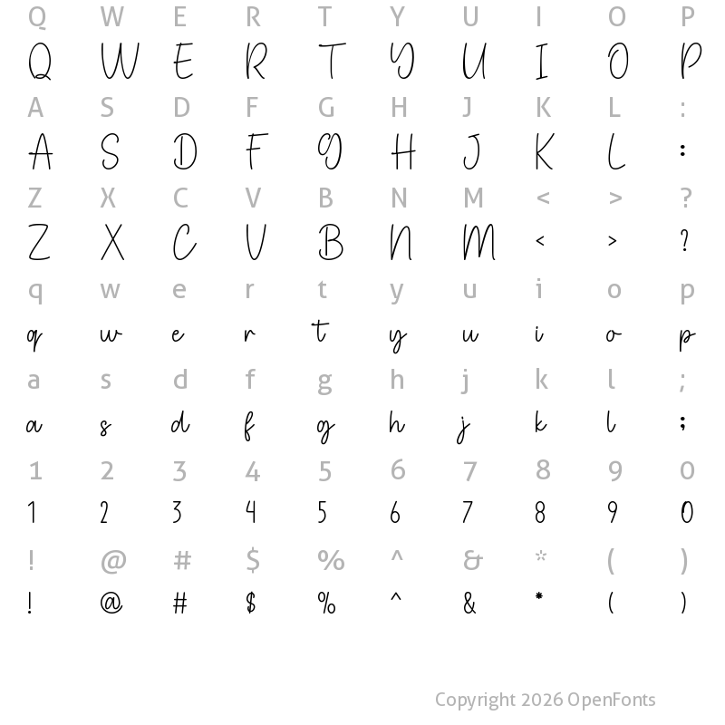 Character Map of Gladis Regular