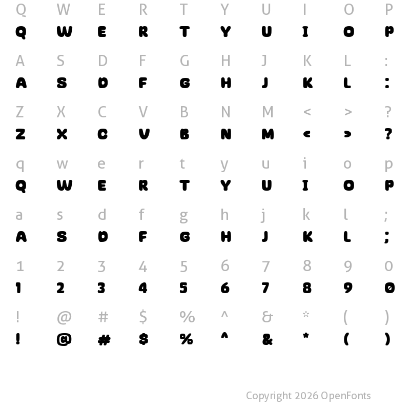 Character Map of Gladly Accept Regular