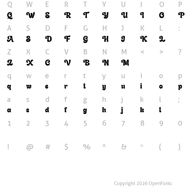 Character Map of Gladolia DEMO Regular