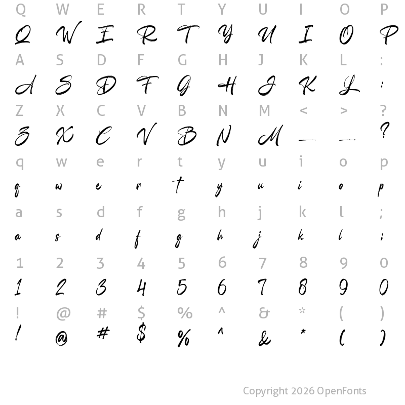 Character Map of Glamatrix Regular