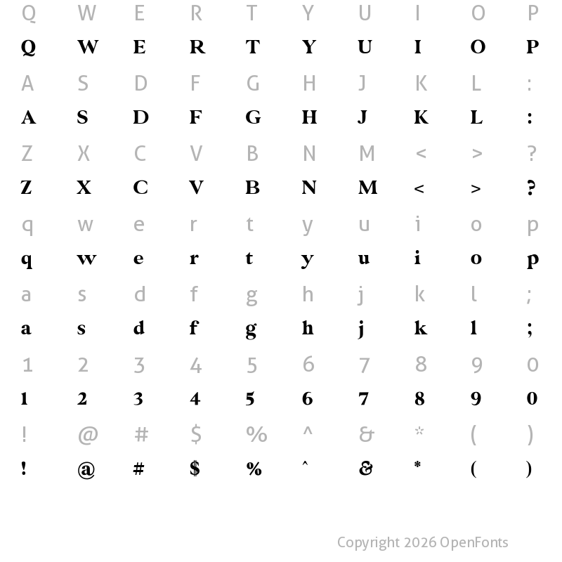 Character Map of Glamour Absolute regular