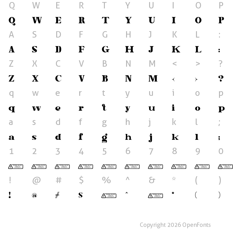 Character Map of Glamour Actual Regular