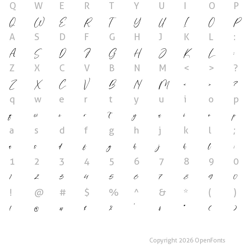 Character Map of Gleythona Dighunt Regular