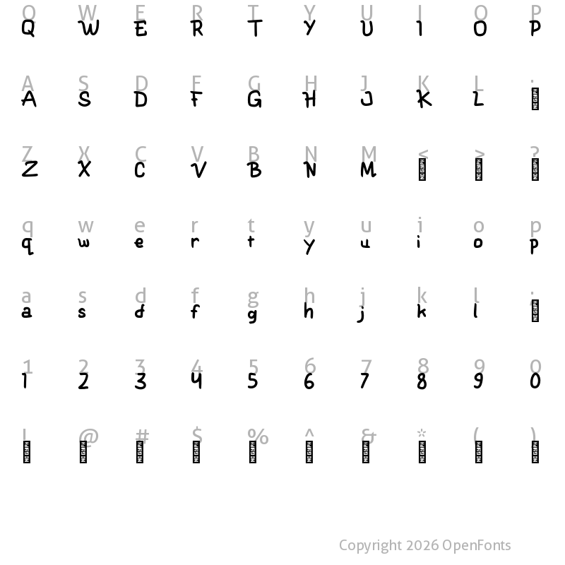 Character Map of Glipa Personal Use Regular