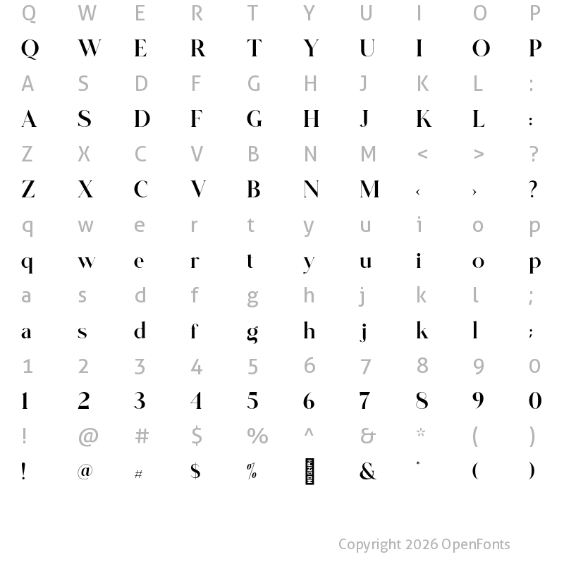 Character Map of Glitten Regular