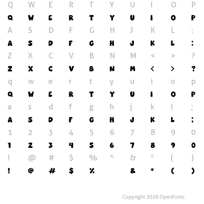 Character Map of Gloomie Saturday Regular