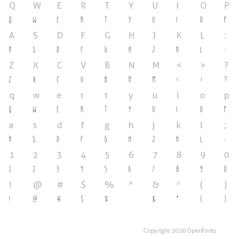 Character Map of Gloomie Sunday Regular
