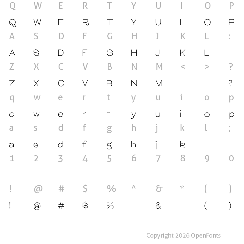 Character Map of Glora Regular